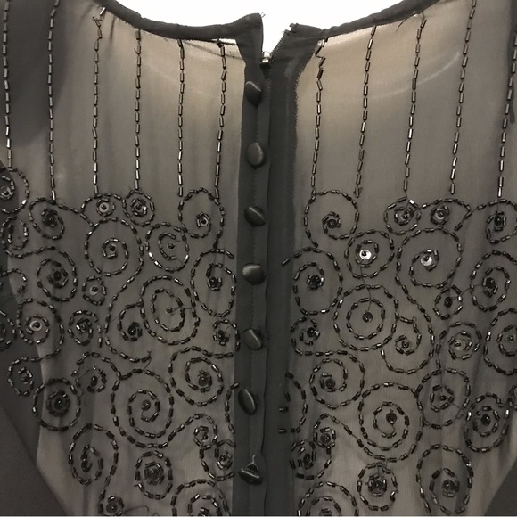 Evening beaded black dress women’s size 10 - Picture 4 of 10